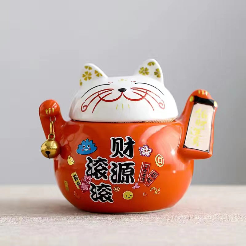 Wealthy Cat Tea Cans Ceramic Candy Jar