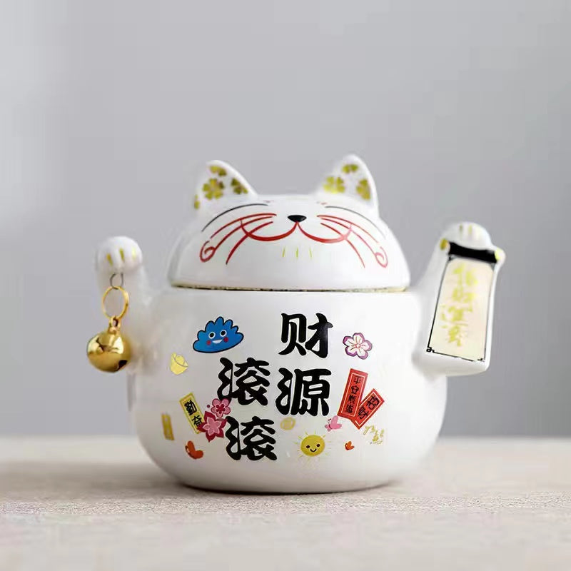 Wealthy Cat Tea Cans Ceramic Candy Jar