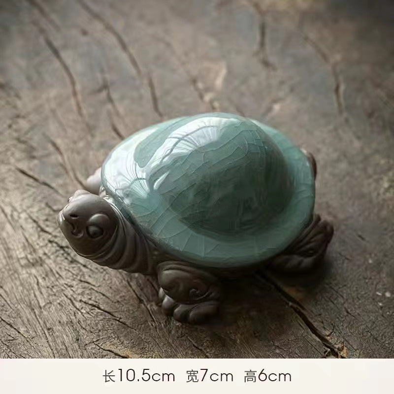 Purple sand small turtle integrated tea funnel tea pet ornament