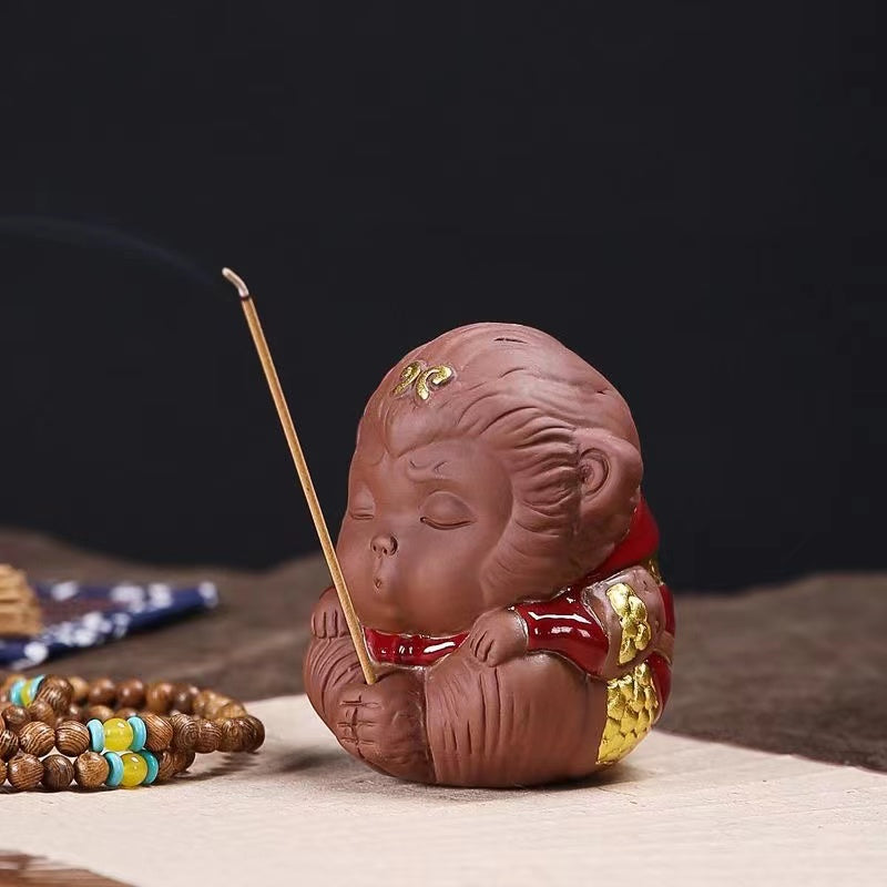 Purple sand cute little monkey king creative incense burner