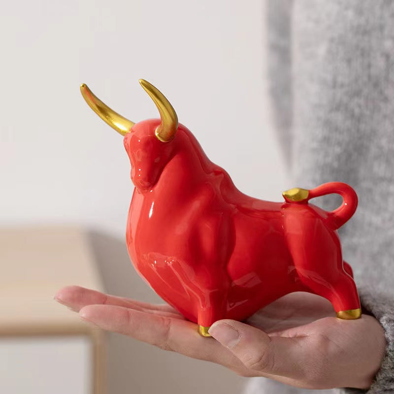 Red Bull mascot bull ceramic ornaments