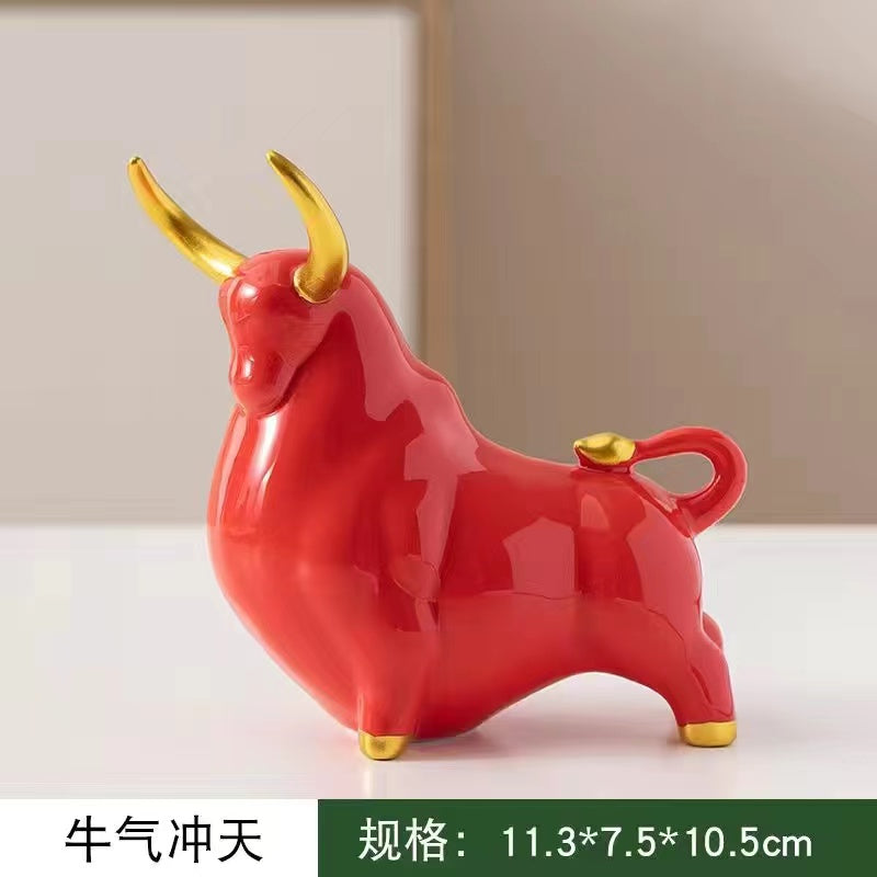 Red Bull mascot bull ceramic ornaments