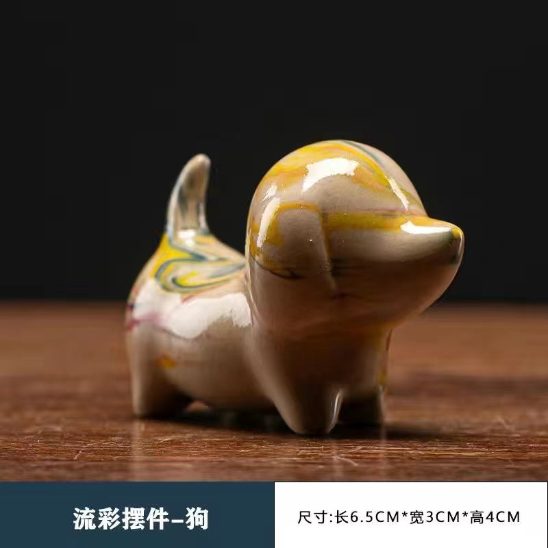 Ceramic color glaze tea pet zodiac ornaments