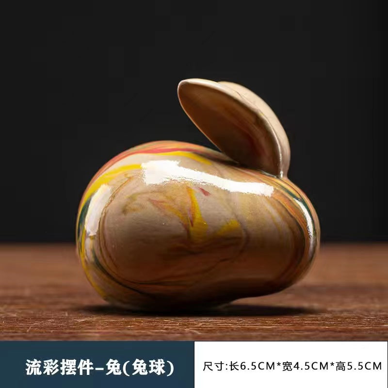 Ceramic color glaze tea pet zodiac ornaments