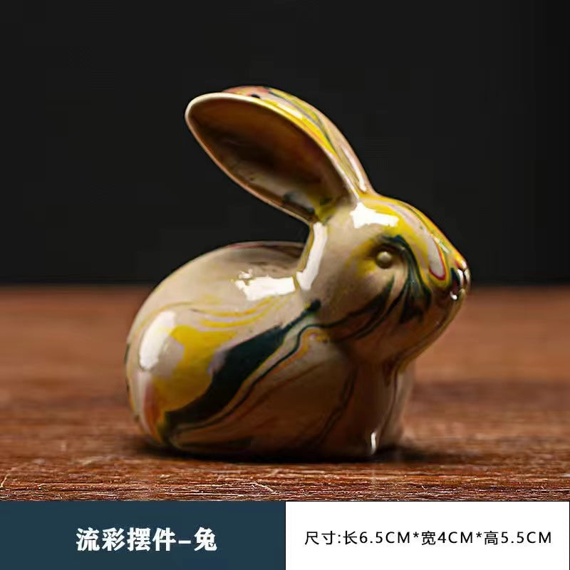 Ceramic color glaze tea pet zodiac ornaments