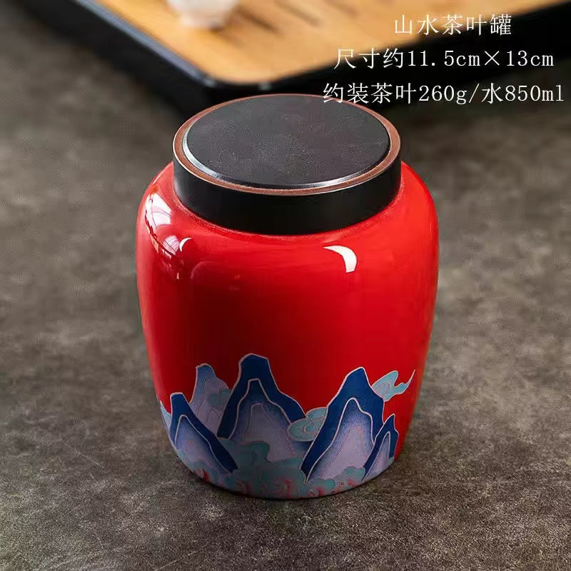 Ceramic Tea Caddy Home Portable Tea Storage Jar