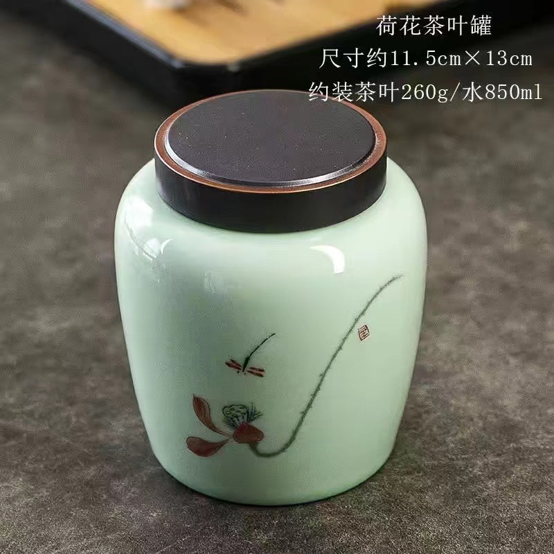 Ceramic Tea Caddy Home Portable Tea Storage Jar