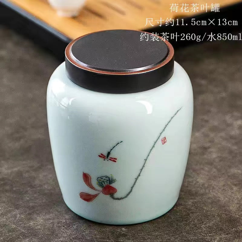 Ceramic Tea Caddy Home Portable Tea Storage Jar