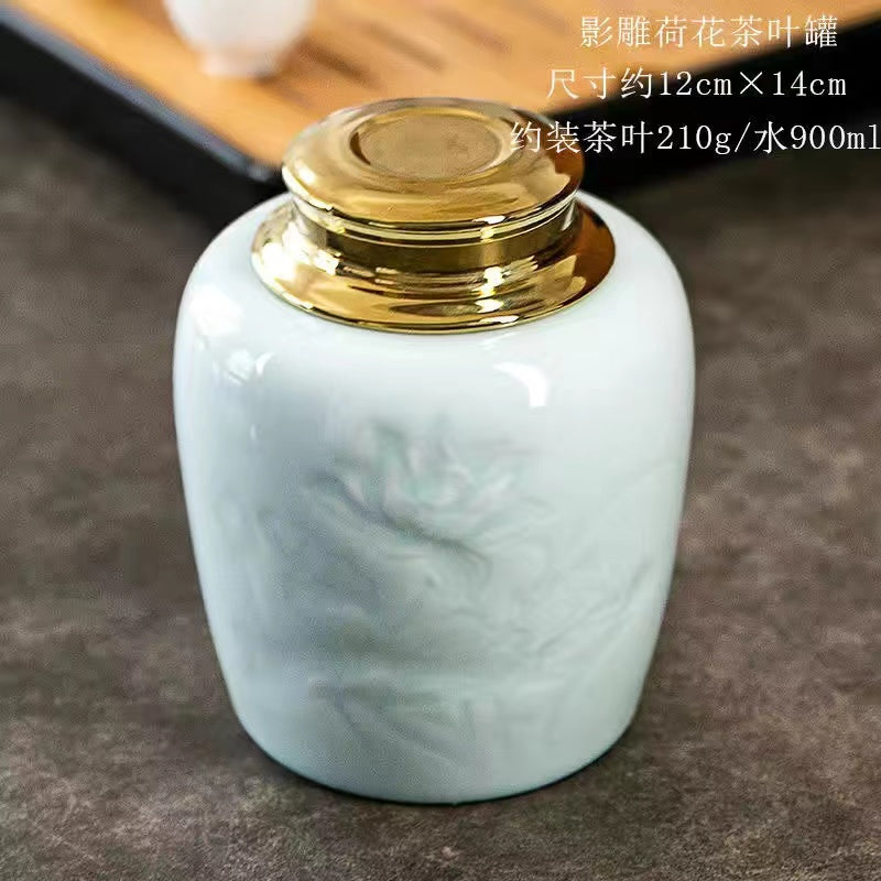 Ceramic Tea Caddy Home Portable Tea Storage Jar