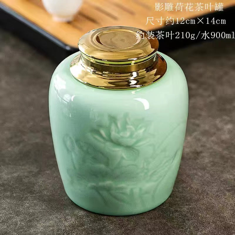 Ceramic Tea Caddy Home Portable Tea Storage Jar