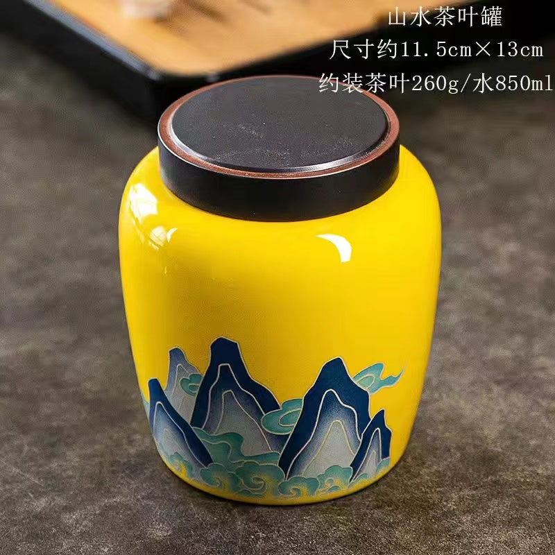 Ceramic Tea Caddy Home Portable Tea Storage Jar