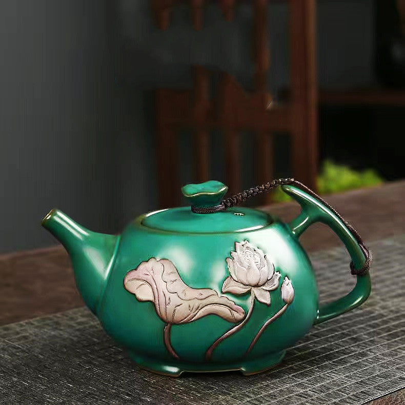 Green lotus leaf and lotus flower tea cup/tea pot/covered bowl/just cup/tea drain/water wash