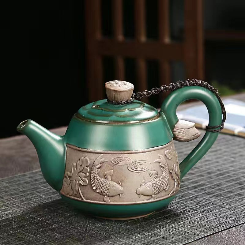 Green lotus leaf and lotus flower tea cup/tea pot/covered bowl/just cup/tea drain/water wash