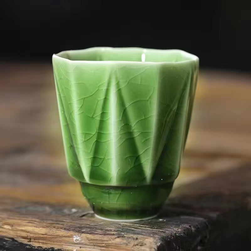 Ice Split Glaze High-Grade Emerald Green Three Color Covered Bowl / Tea Cup / Fair Cup