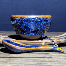 Load image into Gallery viewer, Master Collection--Golden Orchid Peacock Van Gogh Bowl &amp; Spoon Set (M203)
