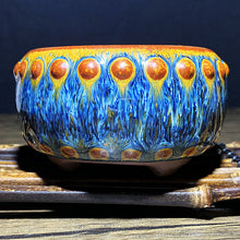 Load image into Gallery viewer, Master Collection---Golden Blue Peacock Van Gogh Drum TeaCup (M206)
