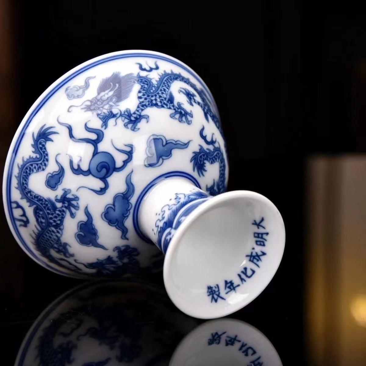 Blue and white Gaozu ceramic Qinglong hand-painted Tea Cup