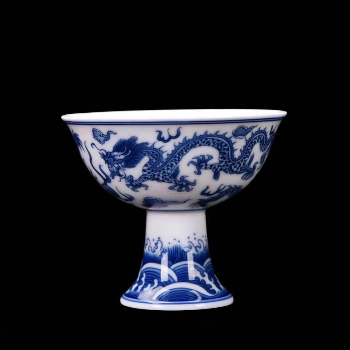 Blue and white Gaozu ceramic Qinglong hand-painted Tea Cup