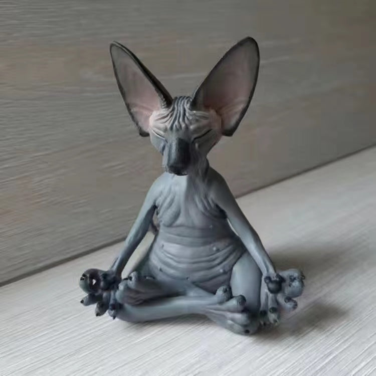 Resin ornaments meditation cat cat meditation sitting