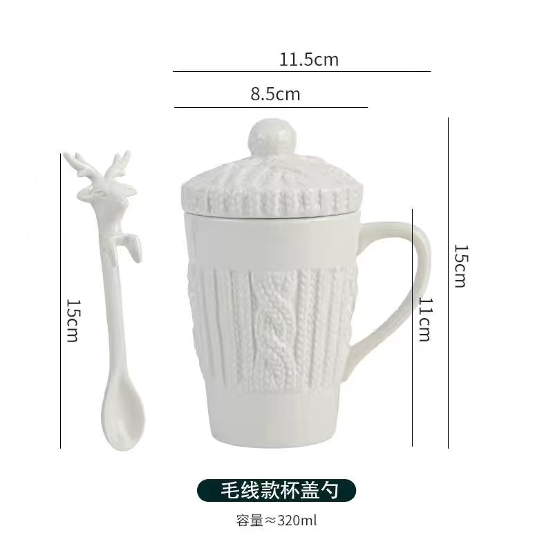 Ceramic spoon with cover, high-value coffee cup, mug