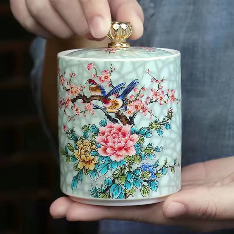 Peacock Tea Jar