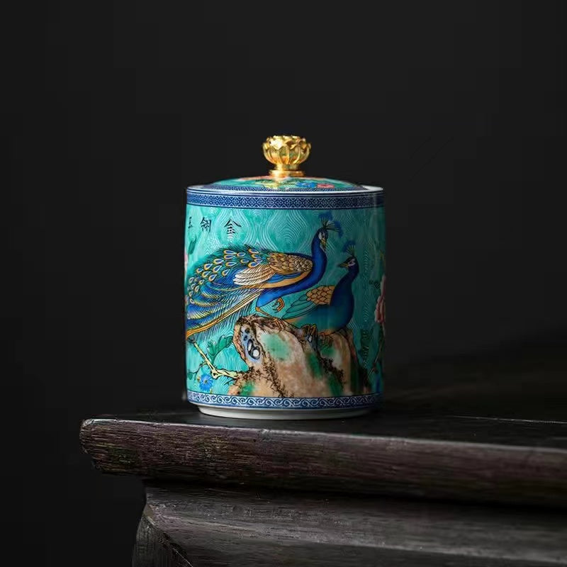 Peacock Tea Jar
