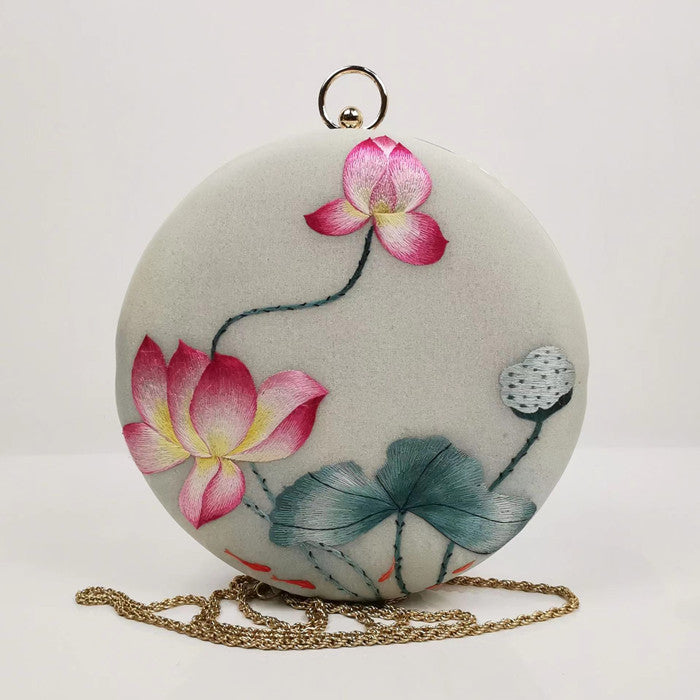 Su embroidery round bag hand embroidery China handbag