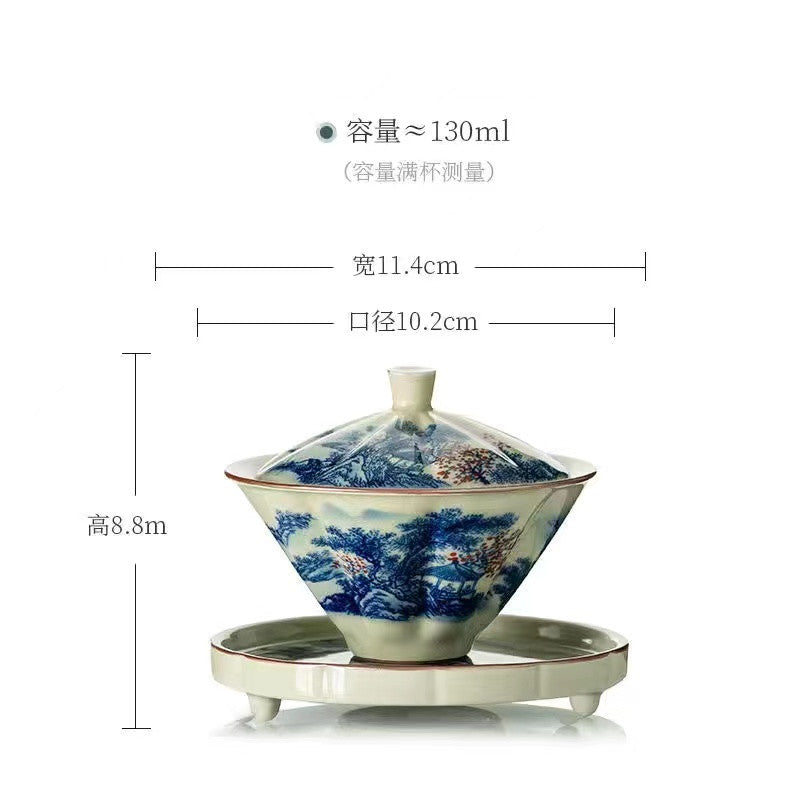 Jingdezhen different Landscape hand-painted gaiwan