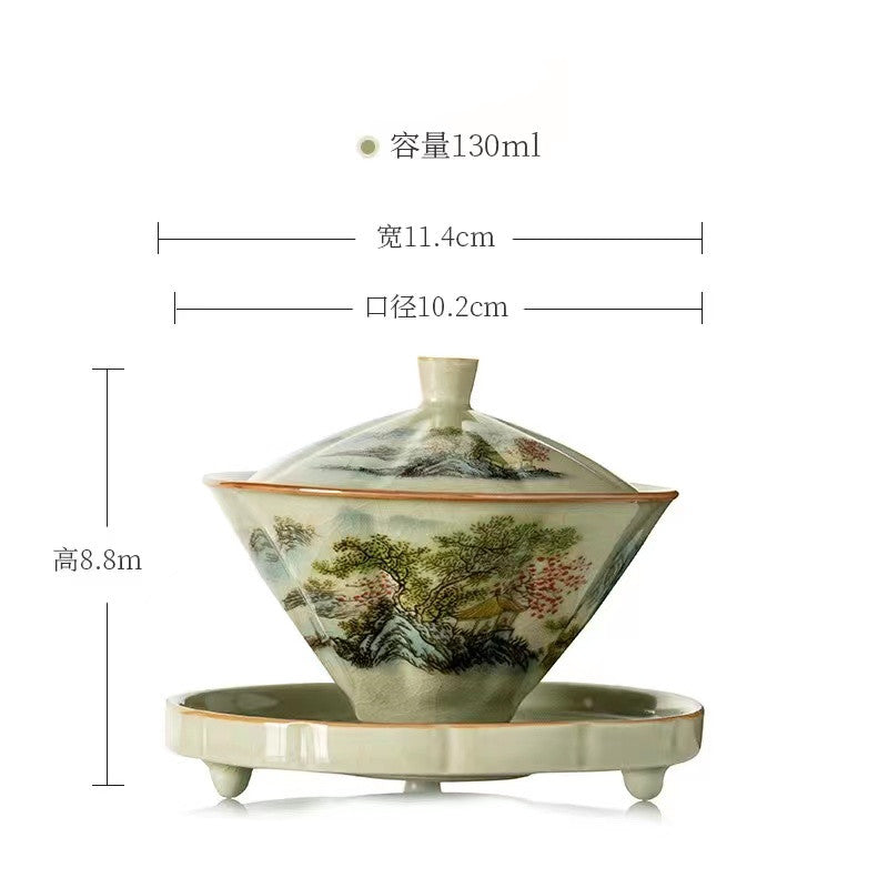 Jingdezhen different Landscape hand-painted gaiwan