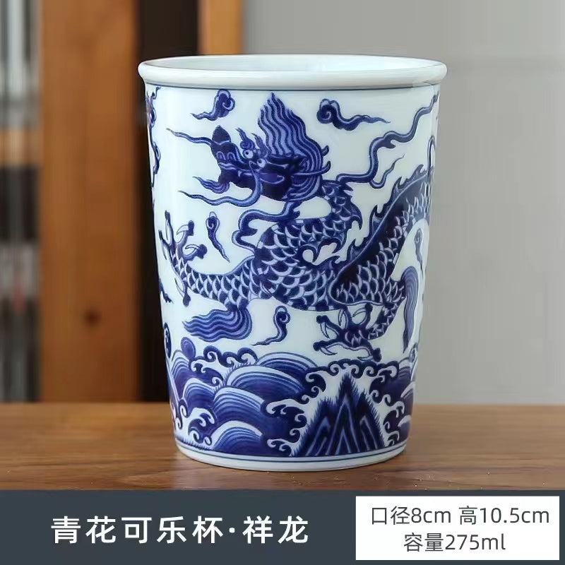 Ceramic blue and white Cola Cup antique porcelain Qingming River