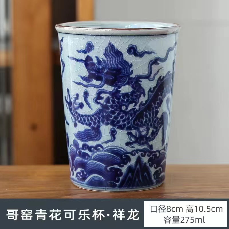 Ceramic blue and white Cola Cup antique porcelain Qingming River