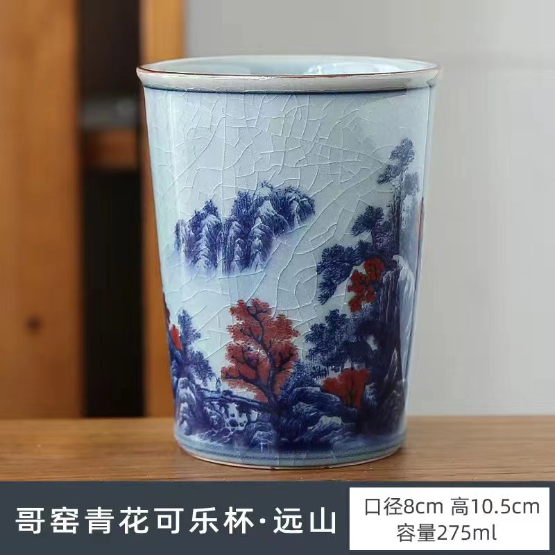 Ceramic blue and white Cola Cup antique porcelain Qingming River