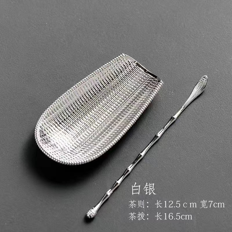 Alloy bamboo woven tea leaf teaspoon