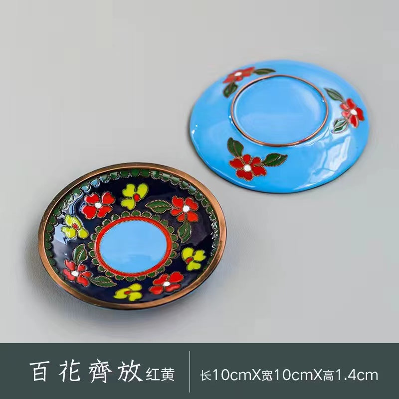 Japanese thermal insulation pad metal hand-painted cup holder