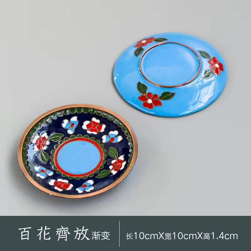 Japanese thermal insulation pad metal hand-painted cup holder