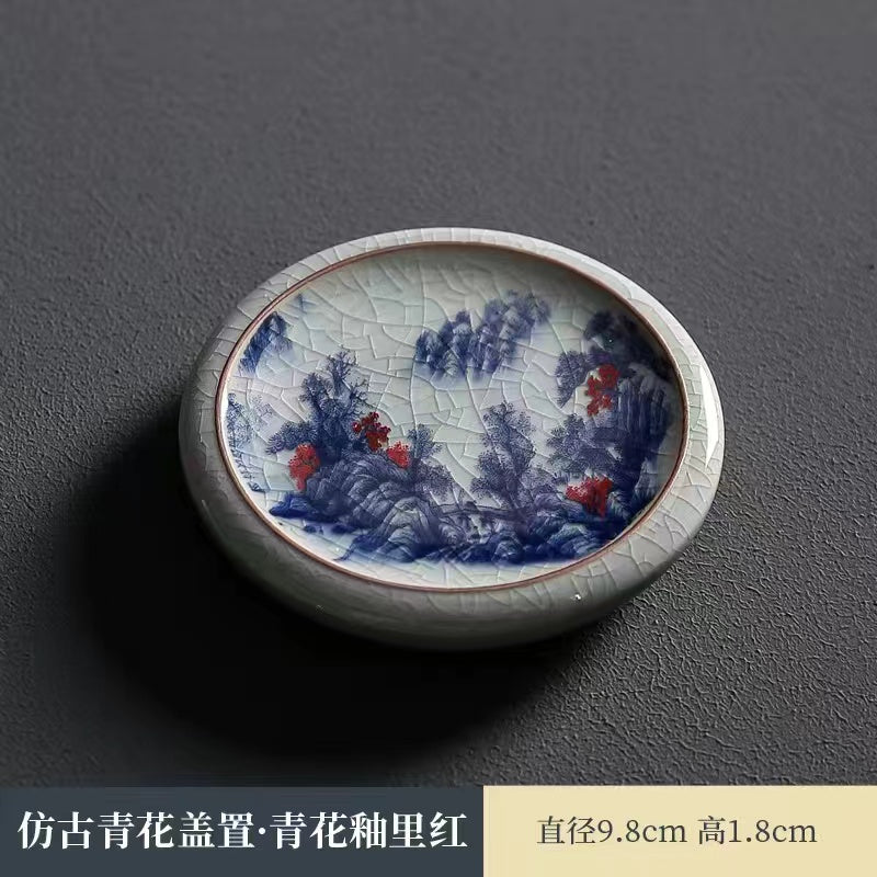 Chinese antique blue and white ceramic Retro Tea Cup mat