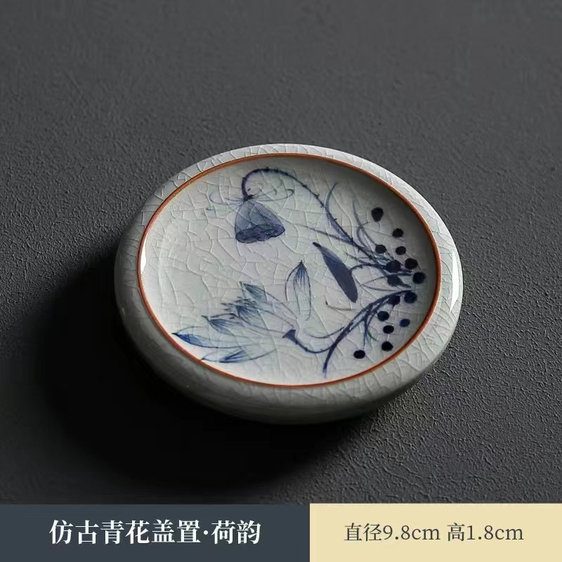 Chinese antique blue and white ceramic Retro Tea Cup mat