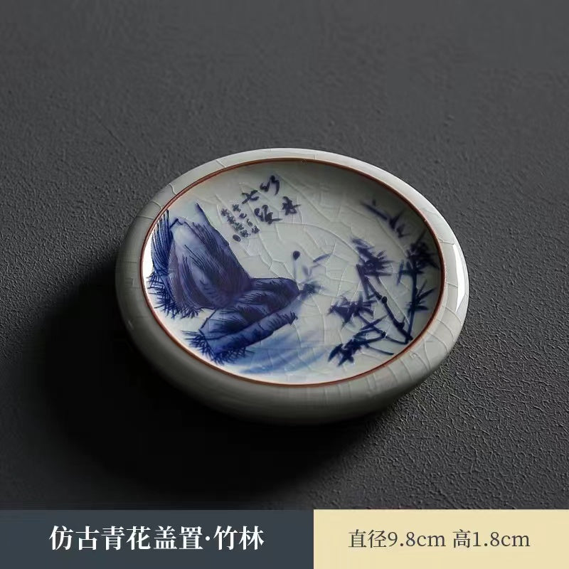 Chinese antique blue and white ceramic Retro Tea Cup mat