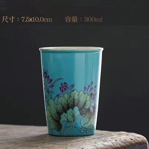 Ceramic green lotus Cola Cup Retro Tea Cup