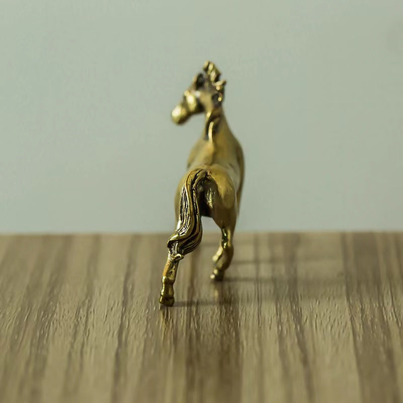 Brass old solid stallion desktop ornament