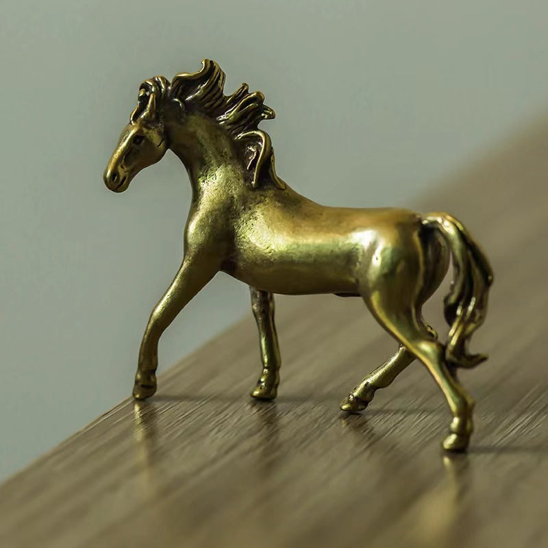 Brass old solid stallion desktop ornament