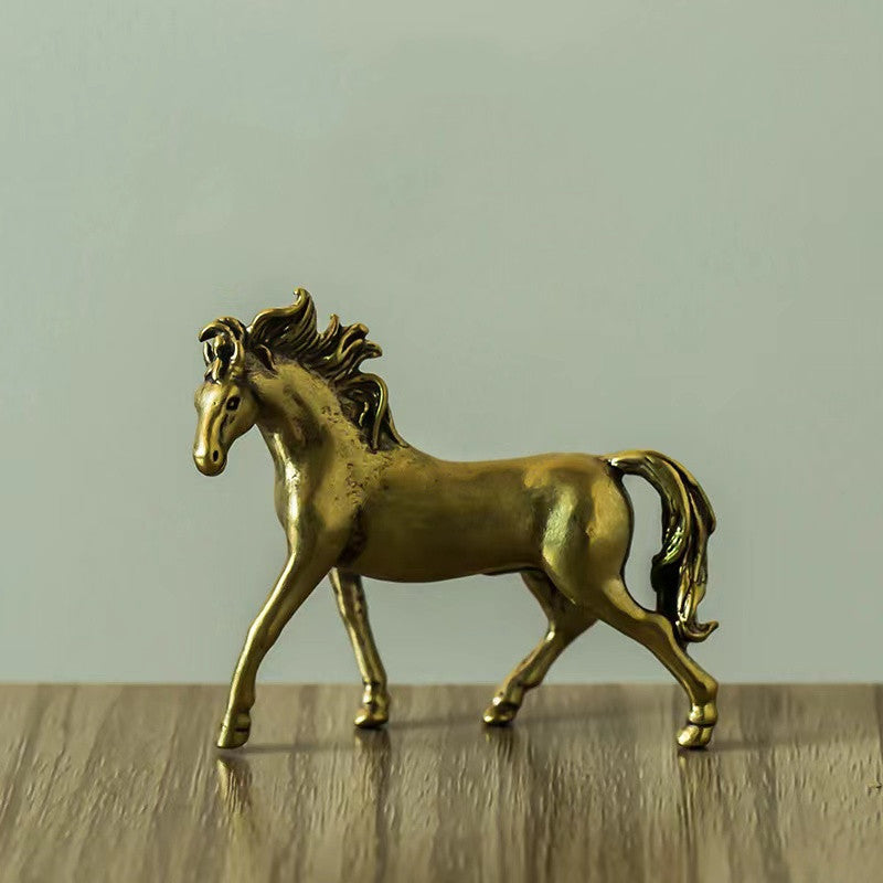 Brass old solid stallion desktop ornament