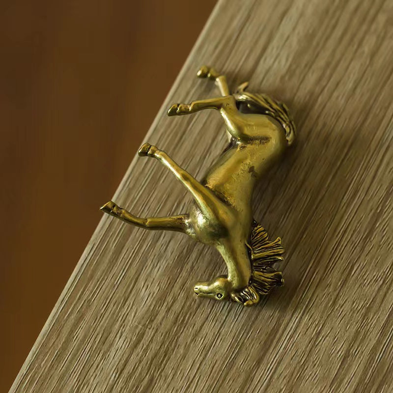 Brass old solid stallion desktop ornament