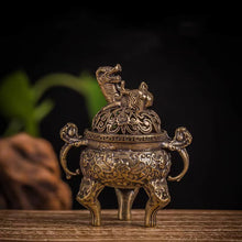 Load image into Gallery viewer, Brass antique small incense burner three-legged incense burner
