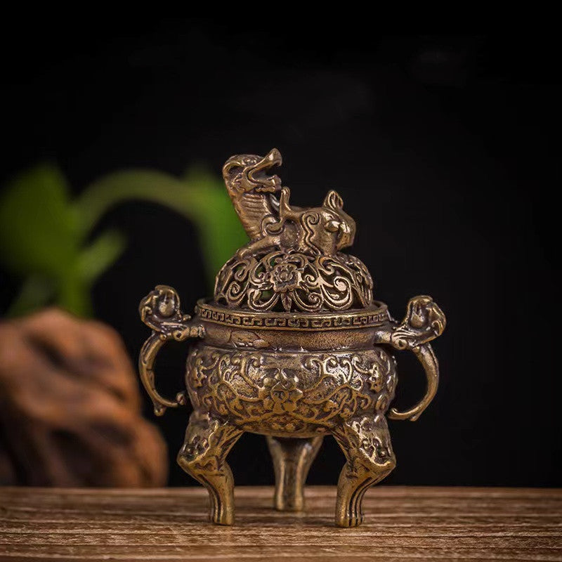 Brass antique small incense burner three-legged incense burner