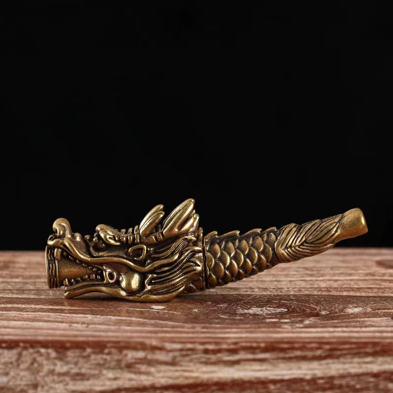 Cigarette pure copper dragon and phoenix mouth cup pipe ornaments
