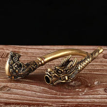 Load image into Gallery viewer, Cigarette pure copper dragon and phoenix mouth cup pipe ornaments
