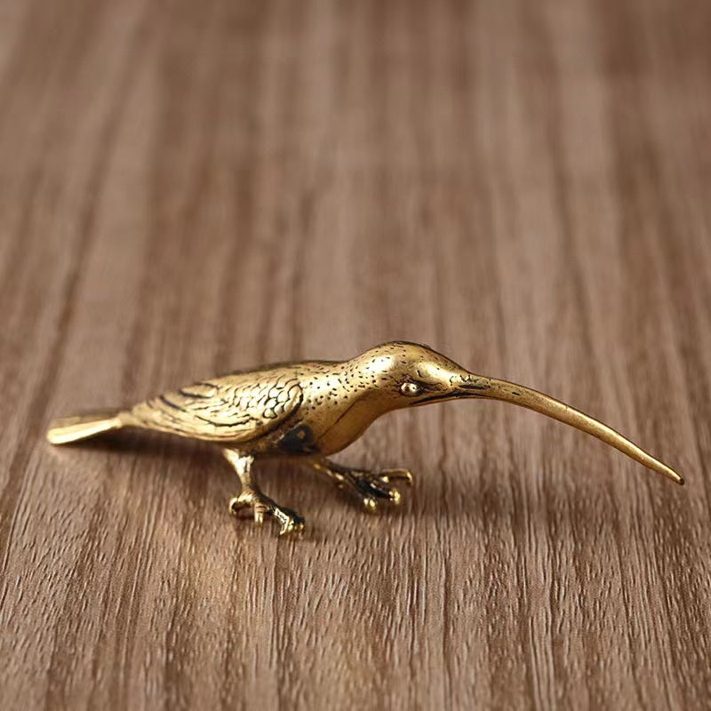 Solid brass long-billed hummingbird ornament