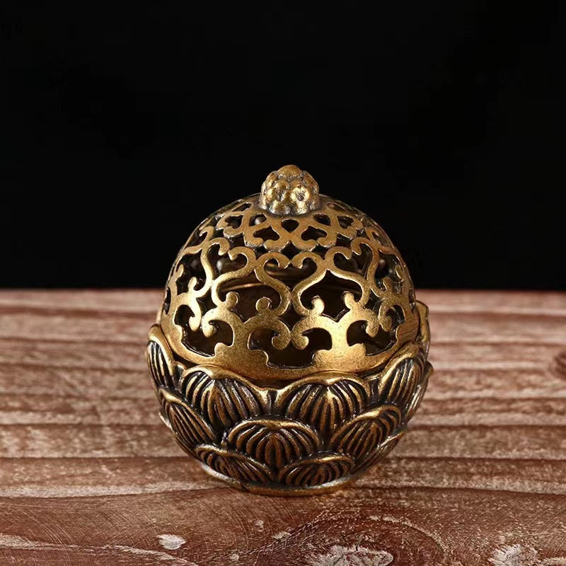 Pure brass three-legged incense burner ornament