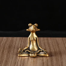 Load image into Gallery viewer, Solid brass Zen frog desktop ornament
